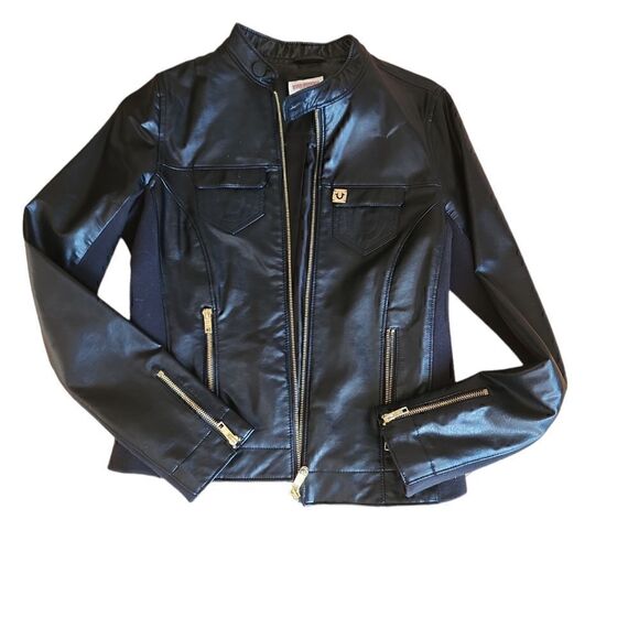 True Releigion Faux Leather Moto Jacket Small - Picture 1 of 3